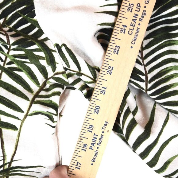 Palm Print Extra Wide Leg Linen Trousers Tropical Resort Boho Cropped Pants Sz 6 - Picture 9 of 9